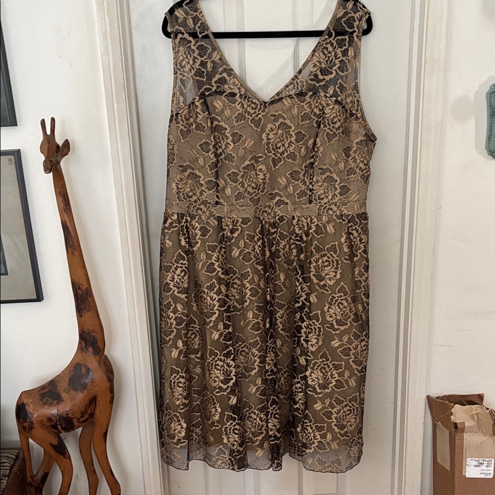 American Rag Tan Floral Lace Midi Dress 1X